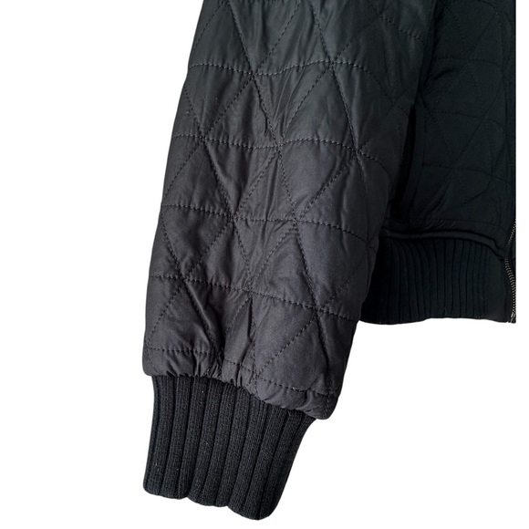 PRANA BLACK DIVA BOMBER JACKET QUILTED SHERPA LINING ZIPPER FRONT POCKETS SMALL - Picture 5 of 13